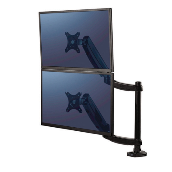 Picture of Fellowes Monitor Arms 8043401 Clamp/Grommet Mount Stacking Dual Black (Each)
